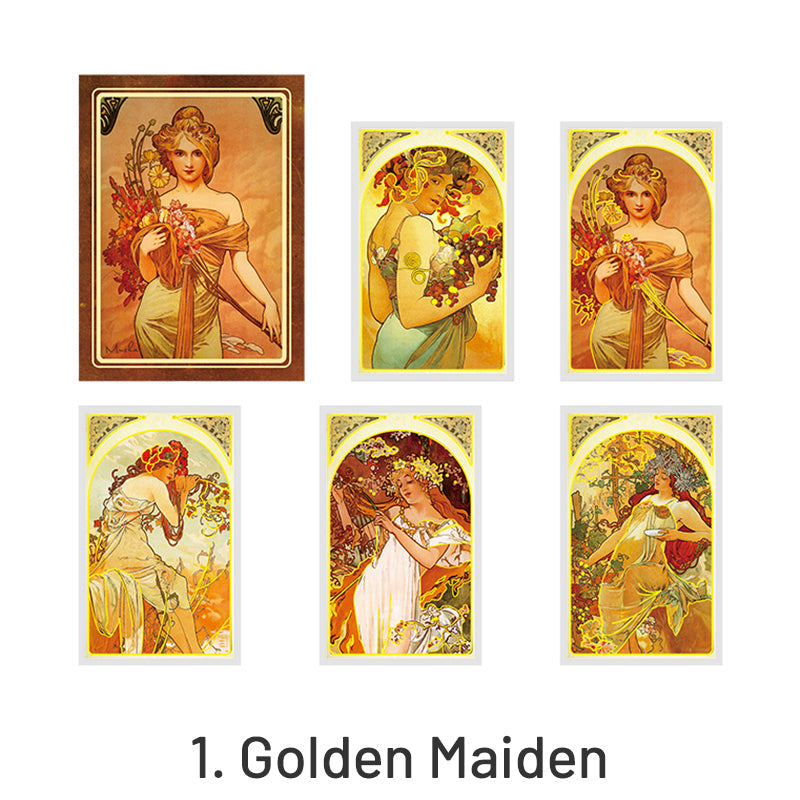 Alphonse Mucha Vintage Women Hot Stamping Clear Transparent Stickers