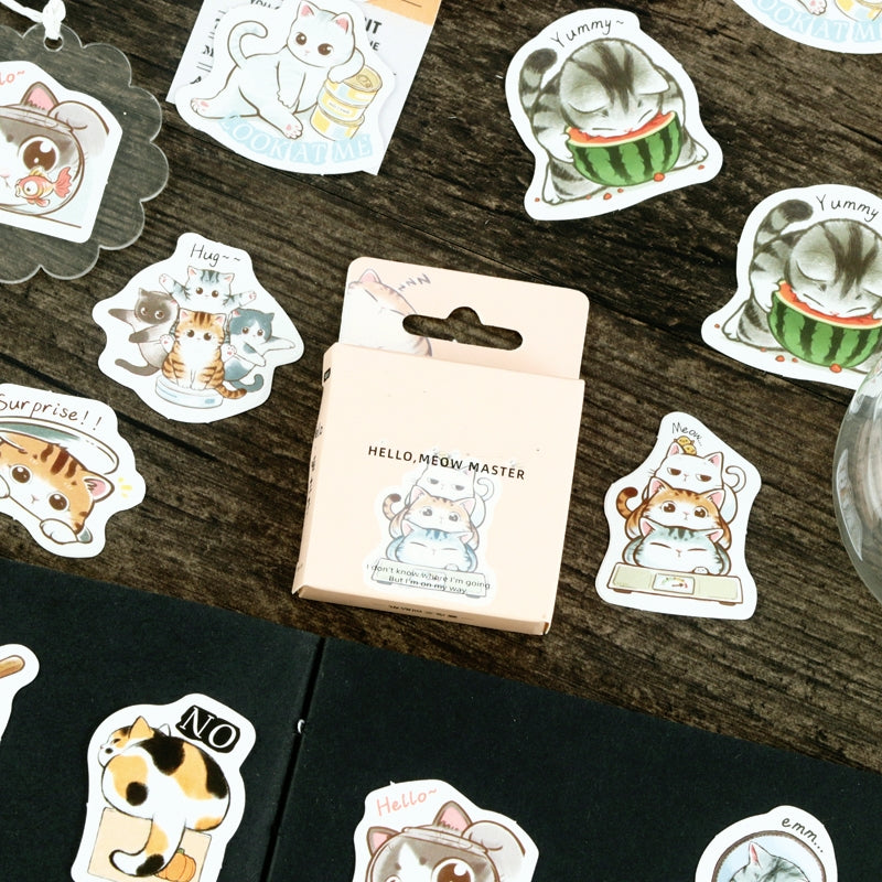 Cartoon Cat Theme Animal Adhesive Sticker