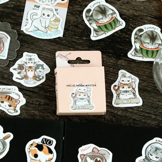 Cartoon Cat Theme Animal Adhesive Sticker