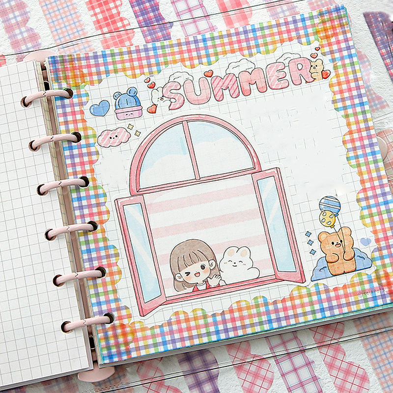 Creative Colorful Plaid Border Washi Sticker Pack