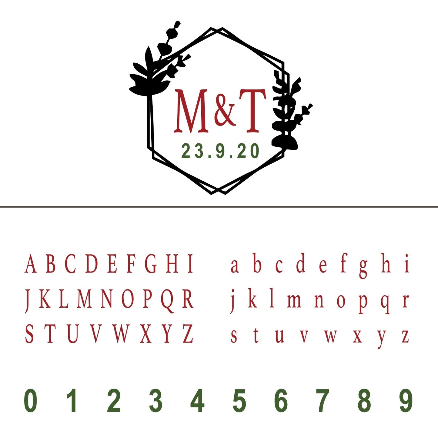 Custom Botanical Hexagonal Frame Wedding Monogram Wax Seal Stamp