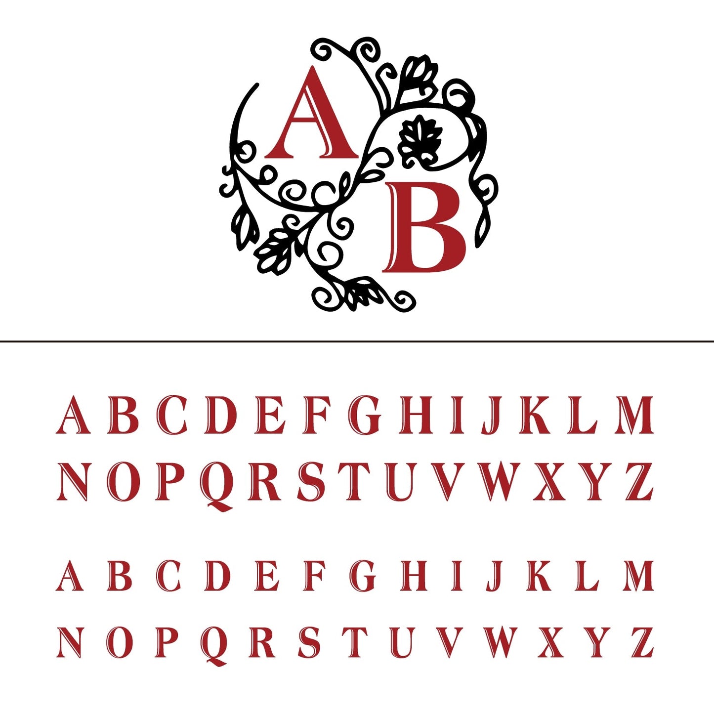 Custom Floral Vine Wedding Monogram Wax Seal Stamp