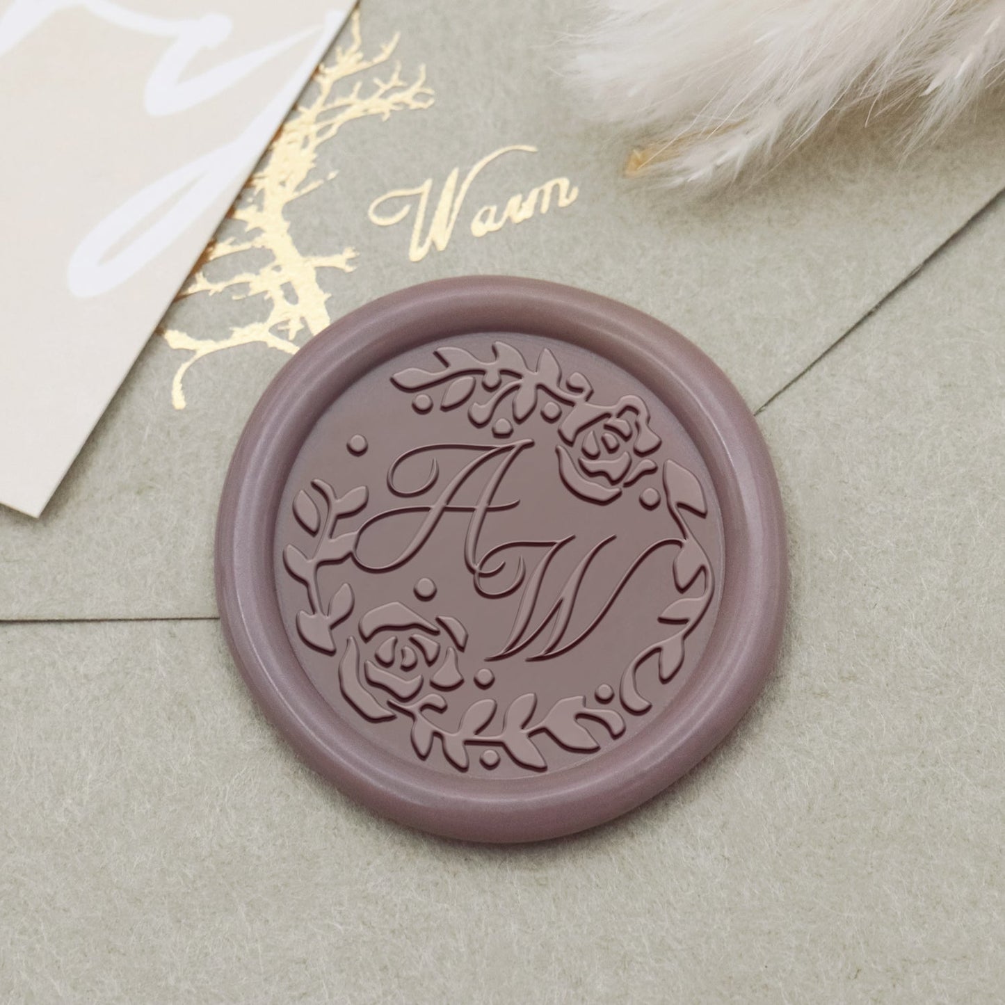 Custom Rose Garland Wedding Monogram Wax Seal Stamp
