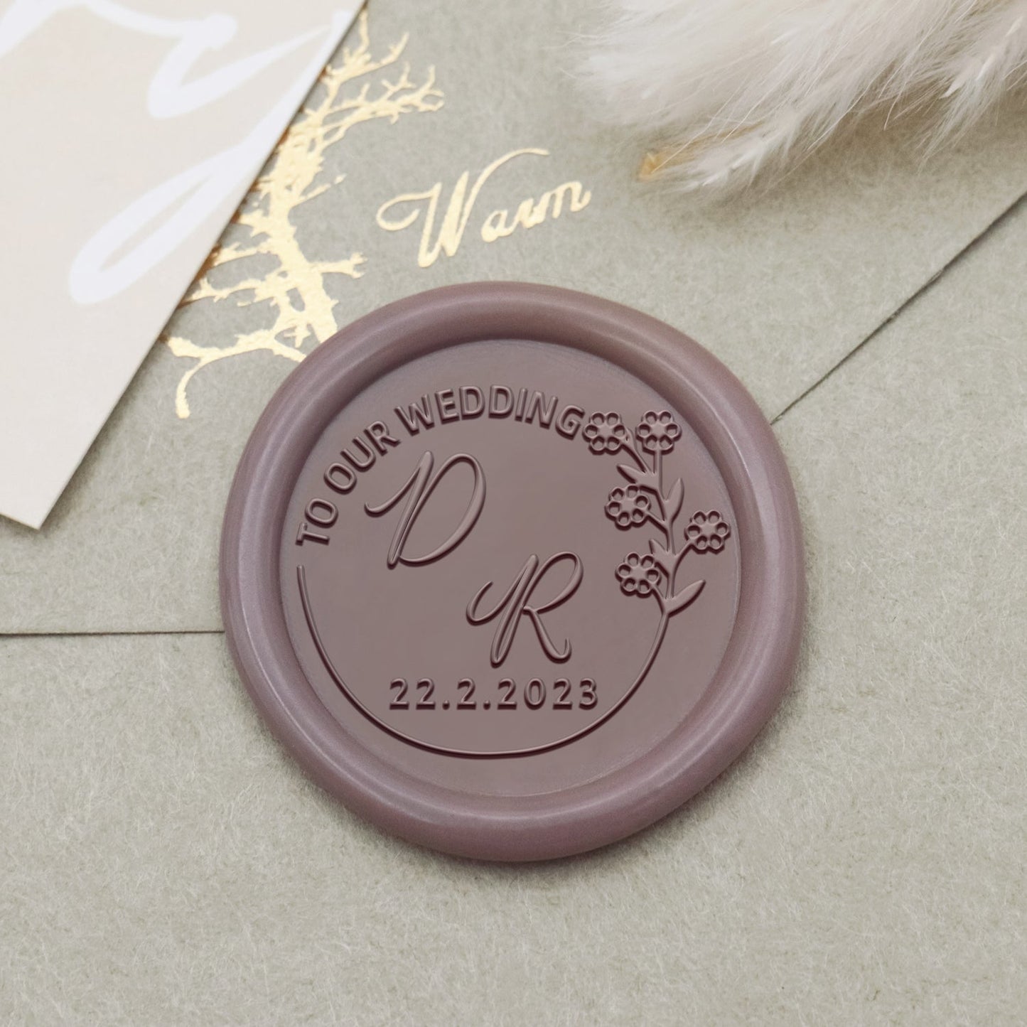 Custom Floret Wedding Monogram Wax Seal Stamp