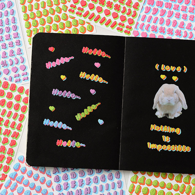 Cute English Alphabet Letters Self-Adhesive Stickers