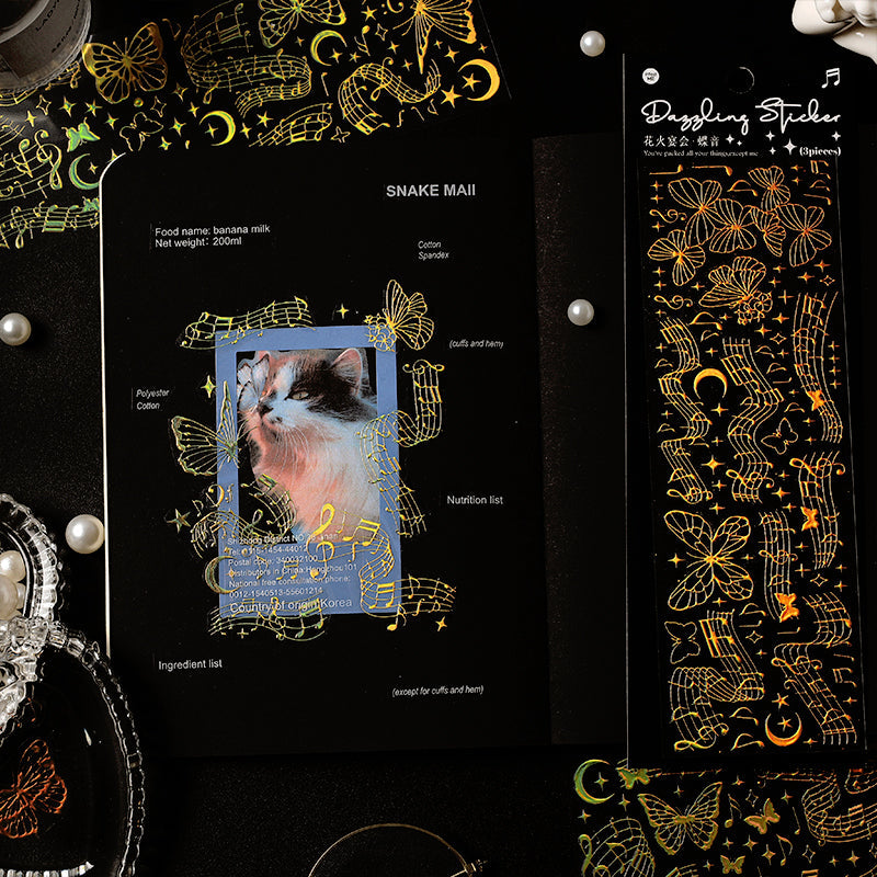 Fireworks Banquet 3D Hot Stamping Clear Transparent Stickers