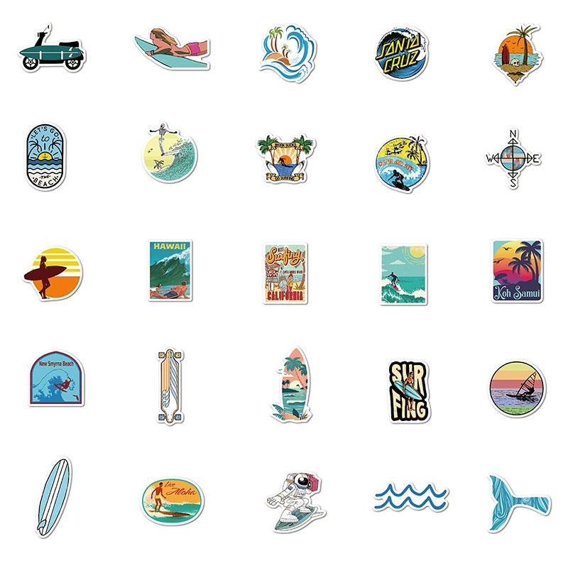 Summer Beach Surfing Sports Vinyl Stickers