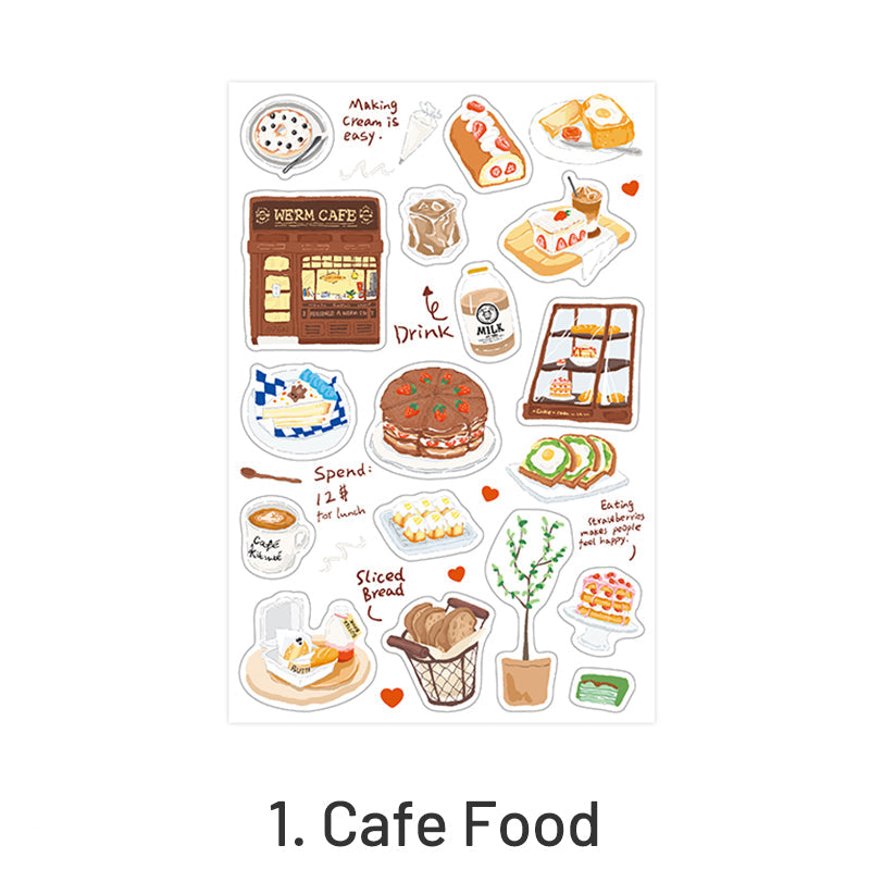 Travel Diary Luggage Food Washi Stickers