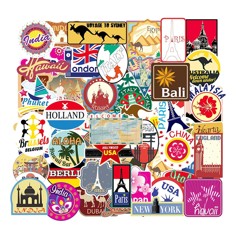 Travel Theme Architecture Label Vinyl Stickers