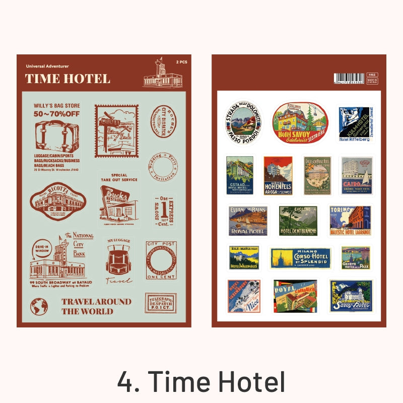 Universal Adventurers Vintage Stamp Stickers