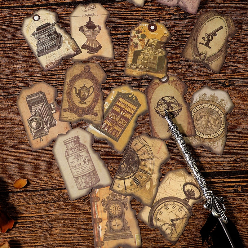 Vintage Burnt Edge Sticker - Antique, Music, Flower, Butterfly