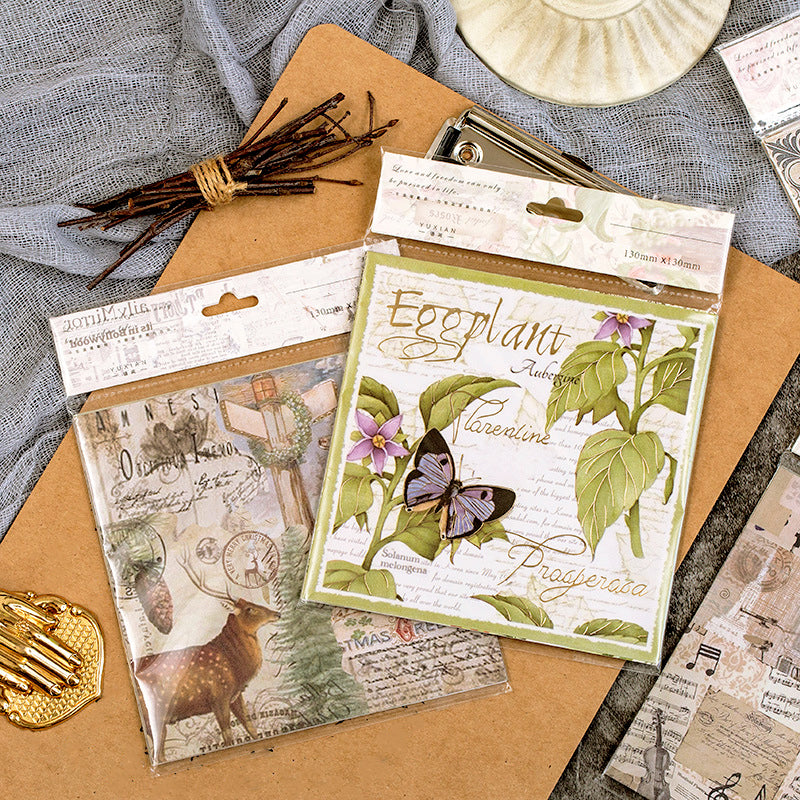 Vintage Hot Stamping Flower Botanical Illustrated Sticker Pack