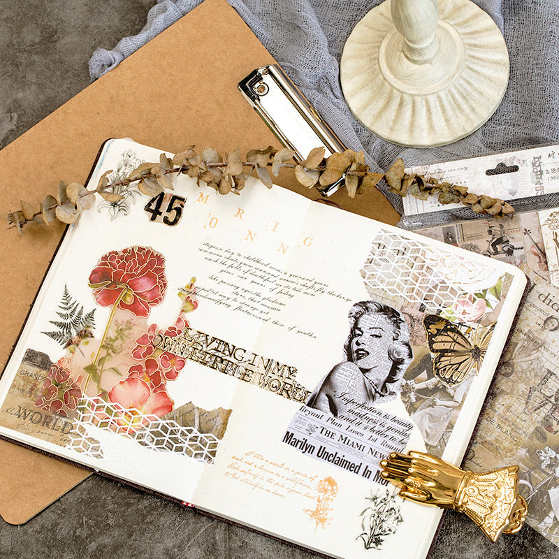 Vintage Hot Stamping Flower Botanical Illustrated Sticker Pack