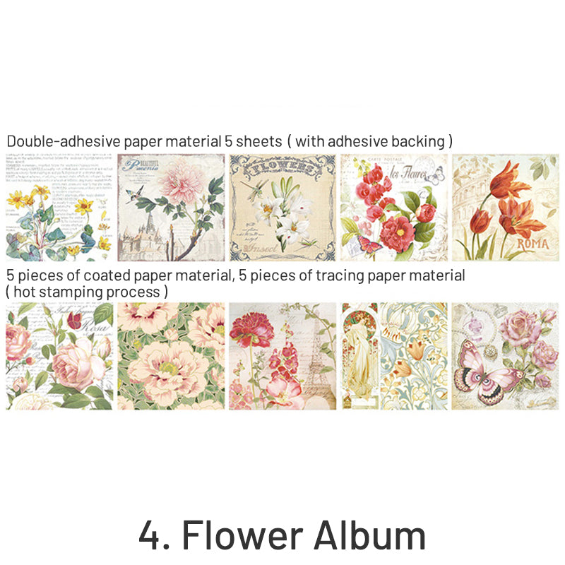 Vintage Hot Stamping Flower Botanical Illustrated Sticker Pack