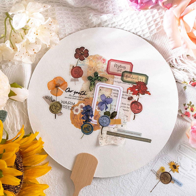 Wax Seal Imprint Dried Flower Plant Clear Transparent Stickers