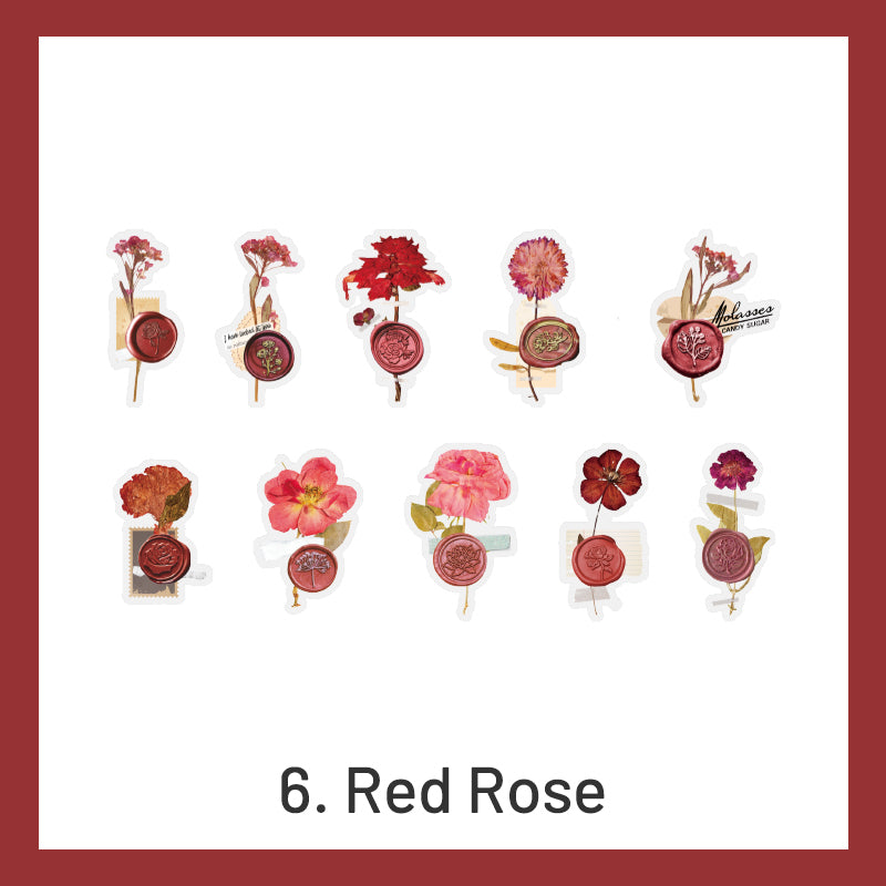 Wax Seal Imprint Dried Flower Plant Clear Transparent Stickers