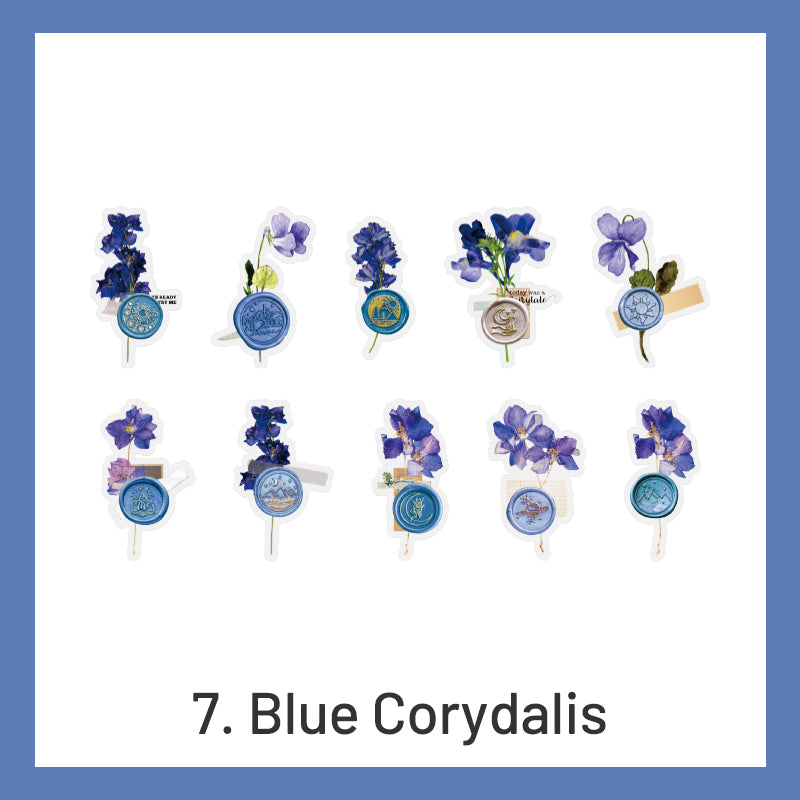 Wax Seal Imprint Dried Flower Plant Clear Transparent Stickers