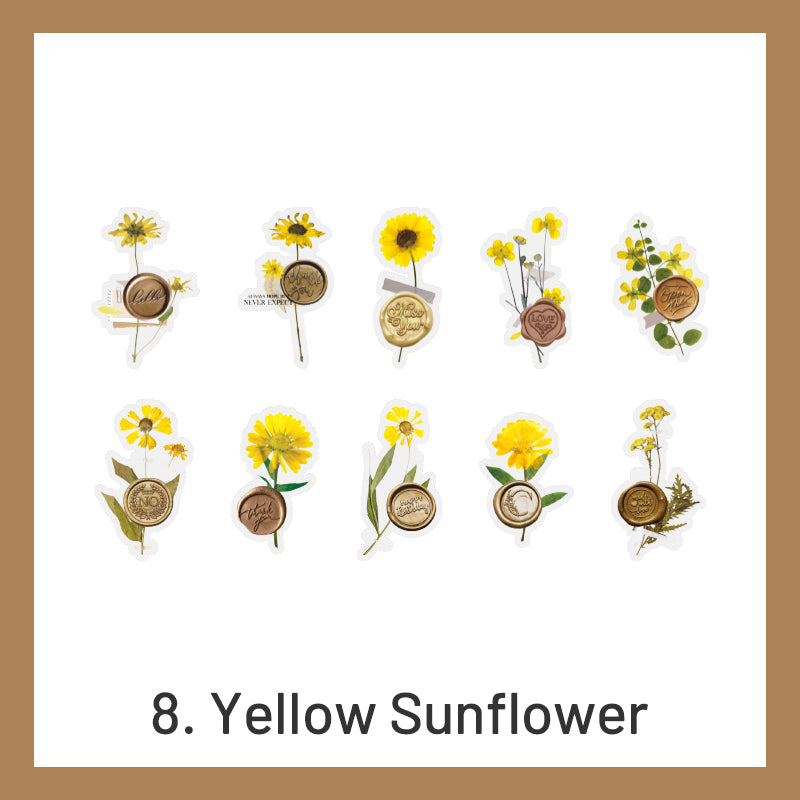 Wax Seal Imprint Dried Flower Plant Clear Transparent Stickers