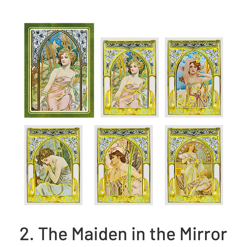 Alphonse Mucha Vintage Women Hot Stamping Clear Transparent Stickers