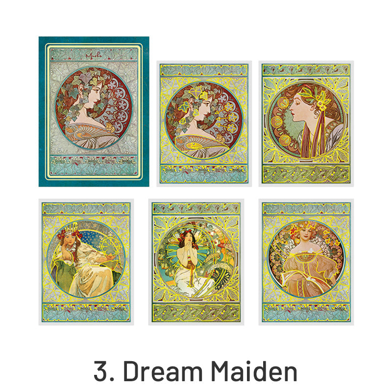 Alphonse Mucha Vintage Women Hot Stamping Clear Transparent Stickers