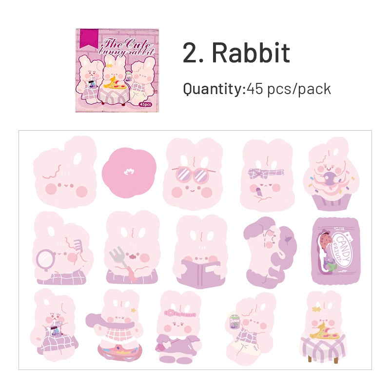 Cartoon Animal Stickers - Frog, Rabbit, Cat