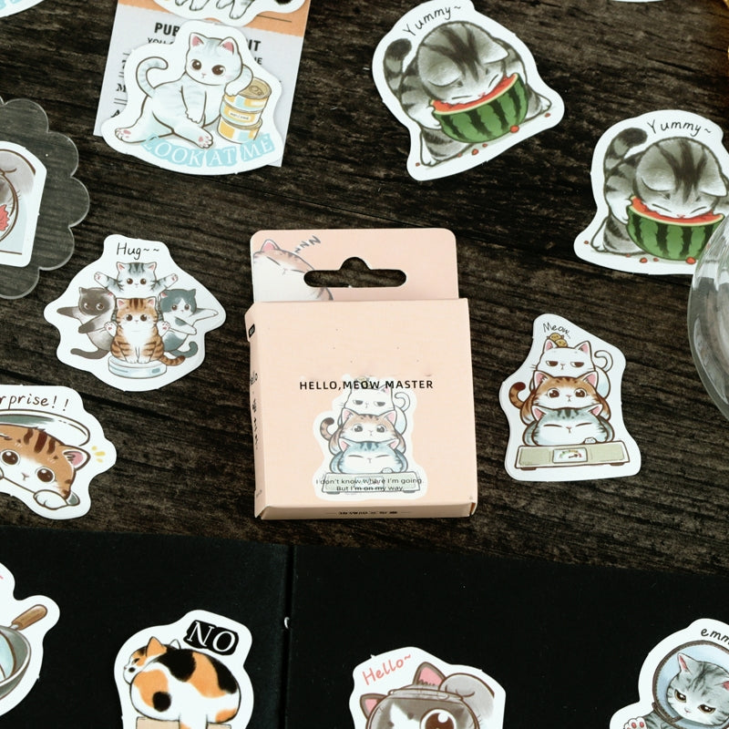 Cartoon Cat Theme Animal Adhesive Sticker