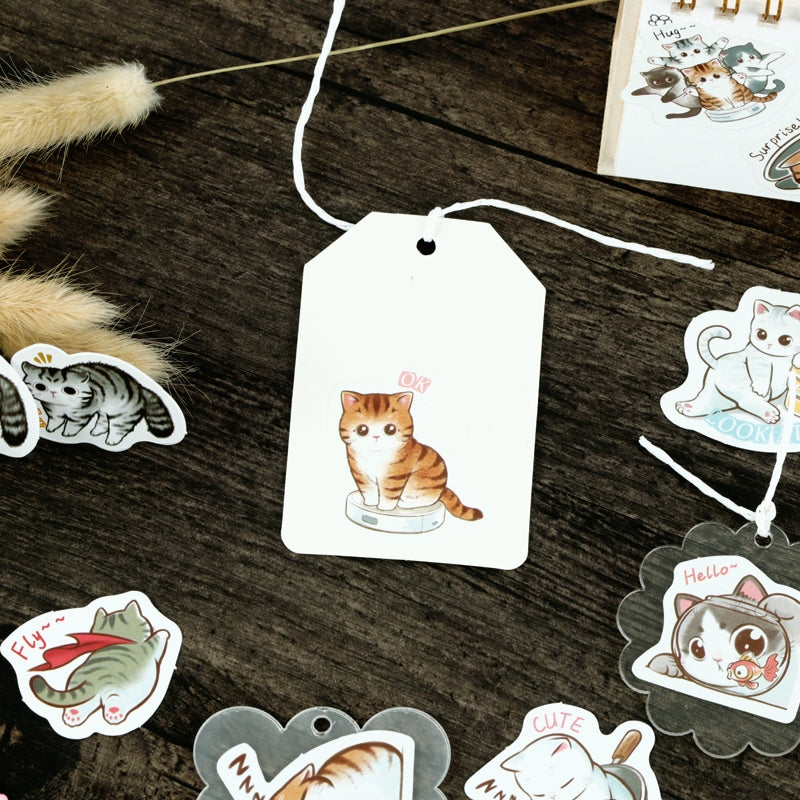 Cartoon Cat Theme Animal Adhesive Sticker