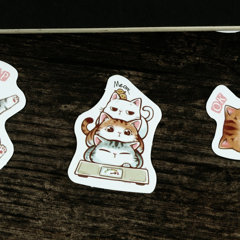 Cartoon Cat Theme Animal Adhesive Sticker