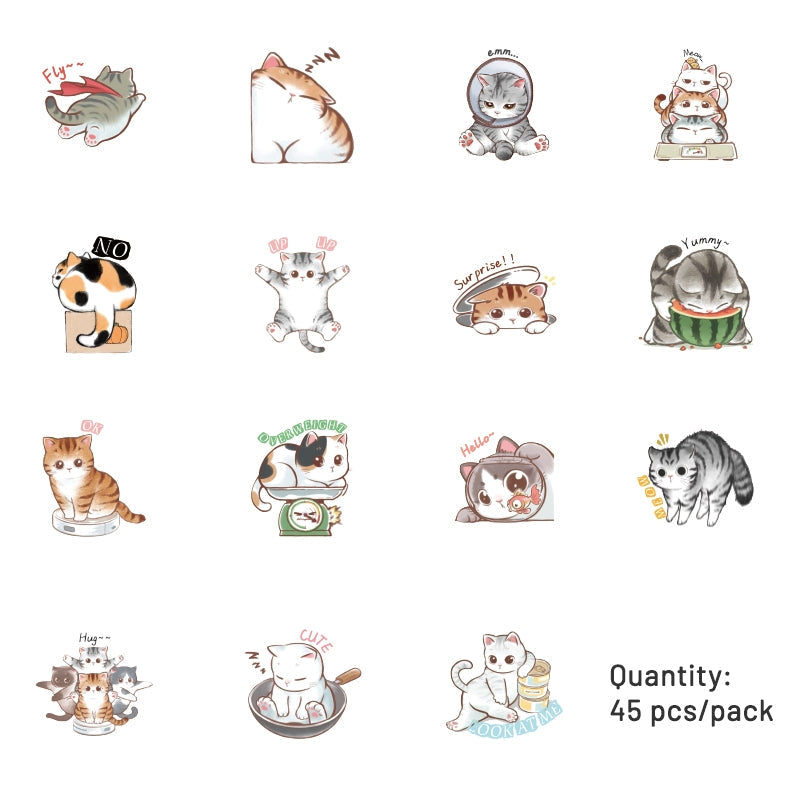 Cartoon Cat Theme Animal Adhesive Sticker