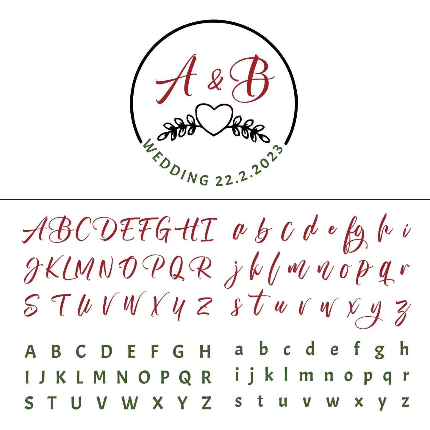 Custom Botanical Heart Wedding Monogram Wax Seal Stamp