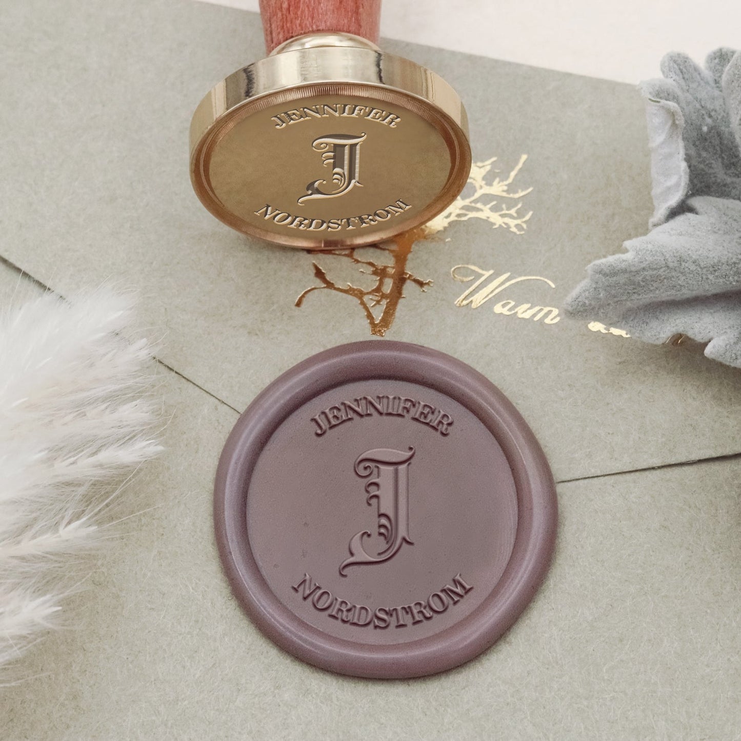 Custom Curlicue Capital Initial Name Wax Seal Stamp