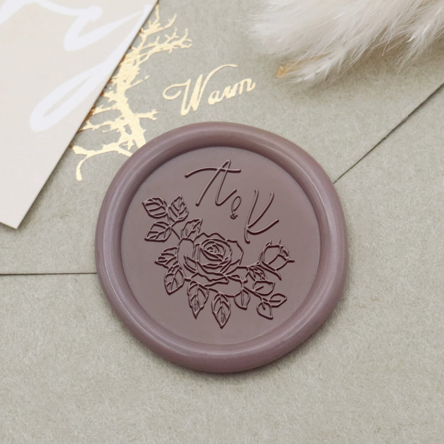 Custom Rose Wedding Monogram Wax Seal Stamp