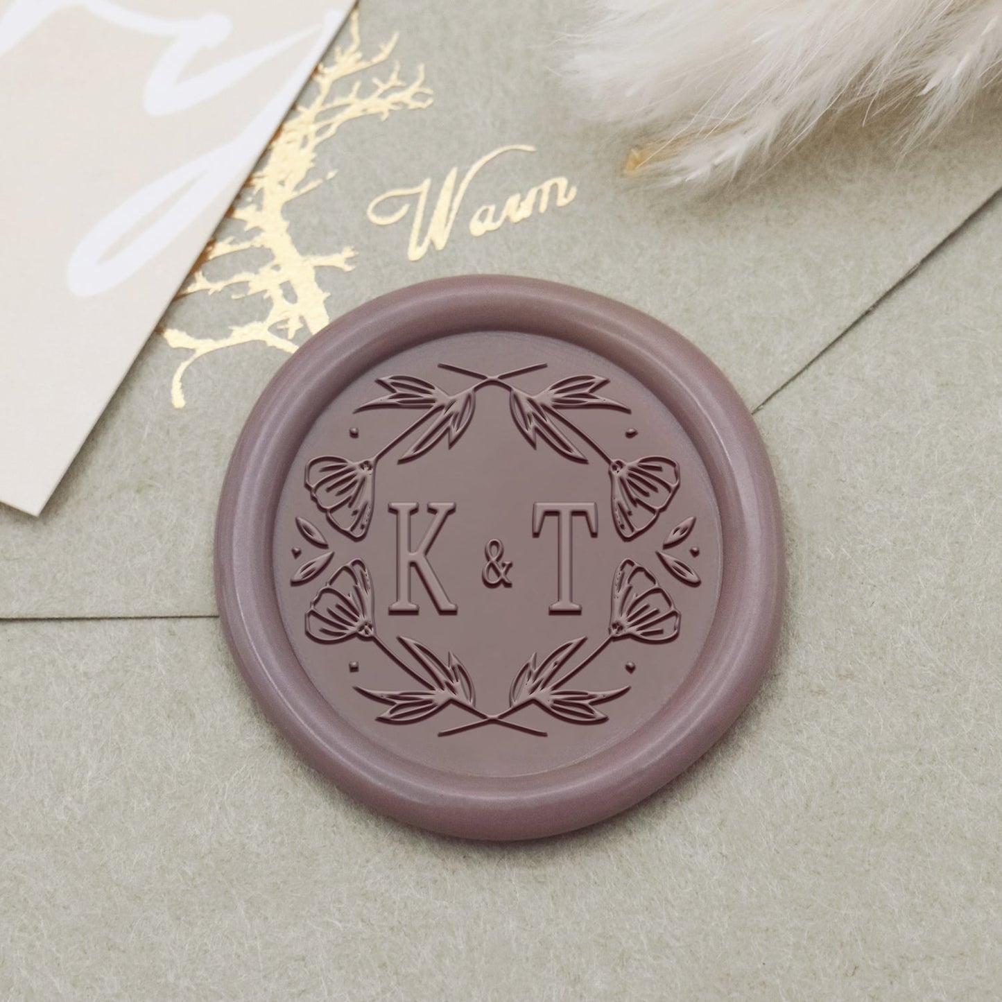 Custom Poppy Wedding Monogram Wax Seal Stamp