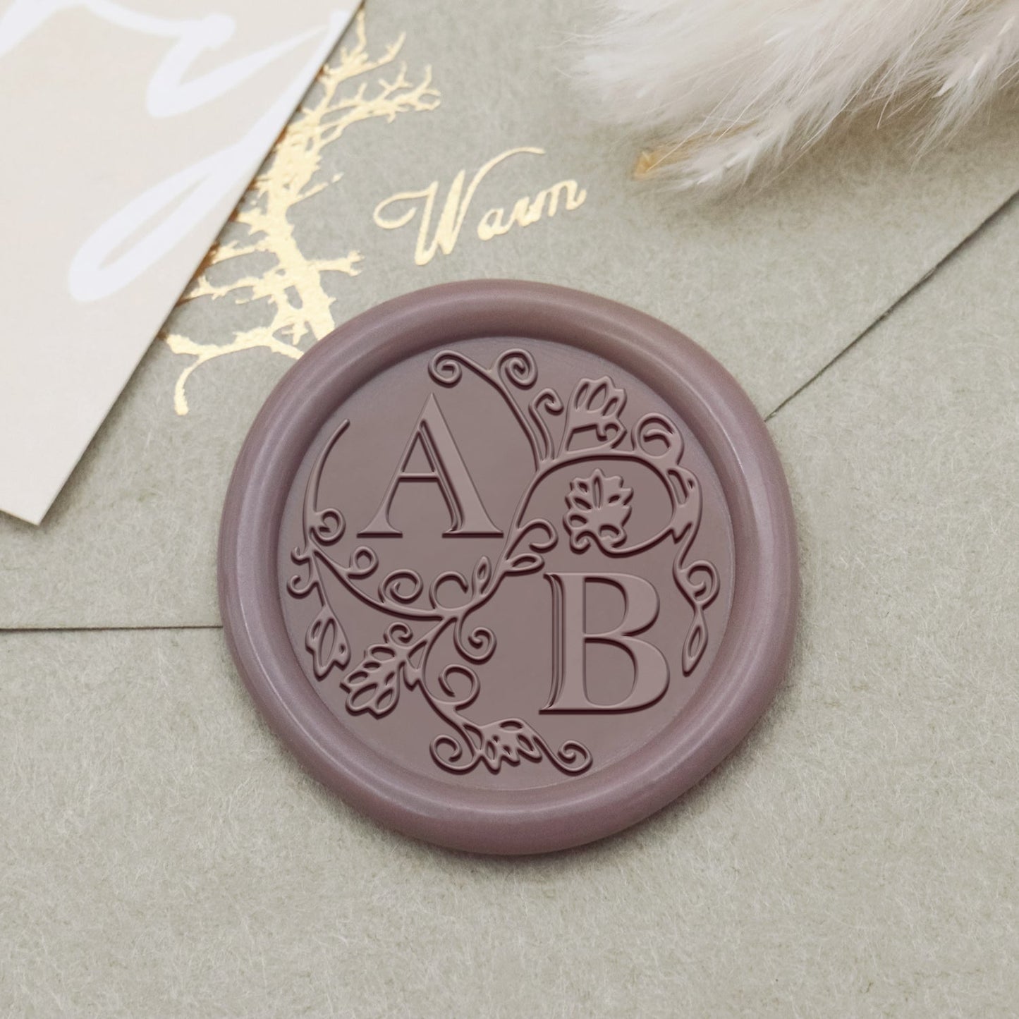 Custom Floral Vine Wedding Monogram Wax Seal Stamp