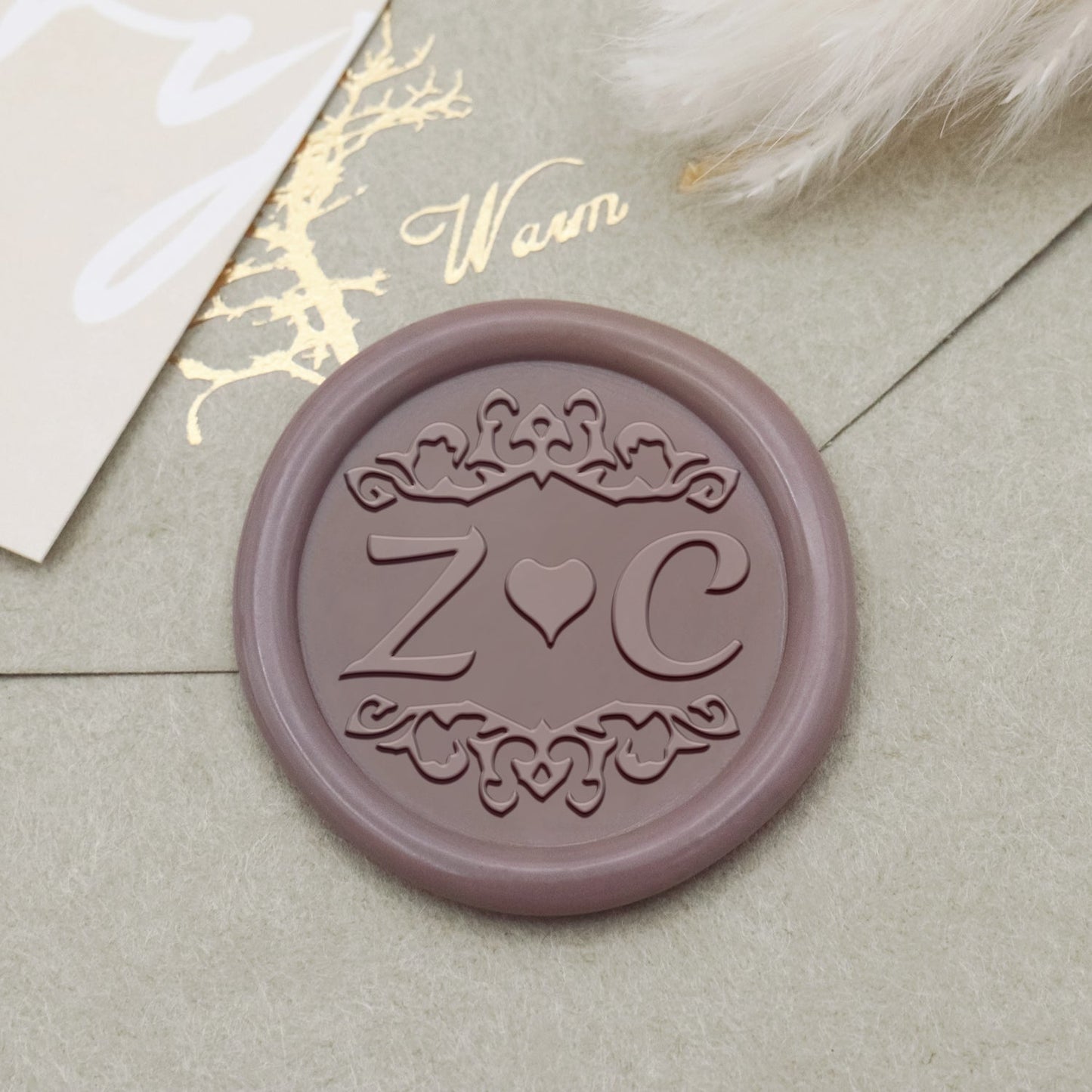 Custom Vintage Heart Wedding Monogram Wax Seal Stamp