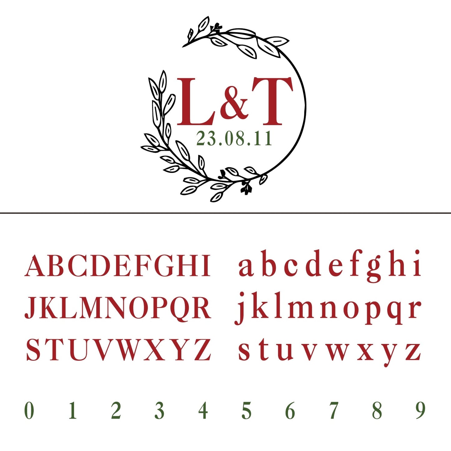 Custom Simple Leaf Wreath Wedding Monogram Wax Seal Stamp