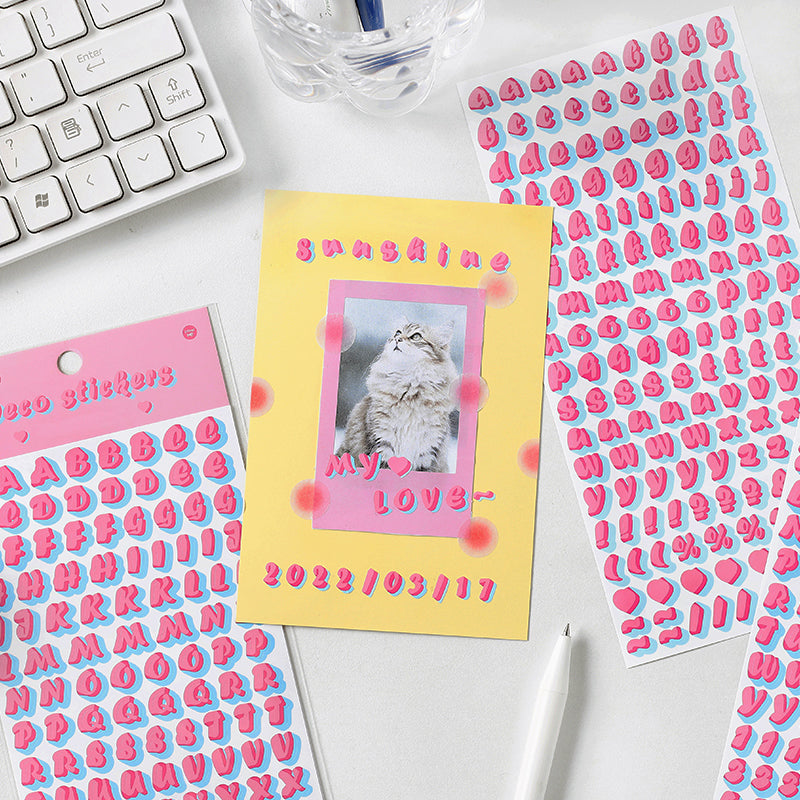 Cute English Alphabet Letters Self-Adhesive Stickers