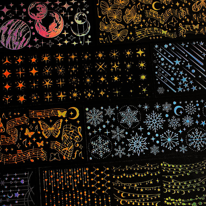 Fireworks Banquet 3D Hot Stamping Clear Transparent Stickers