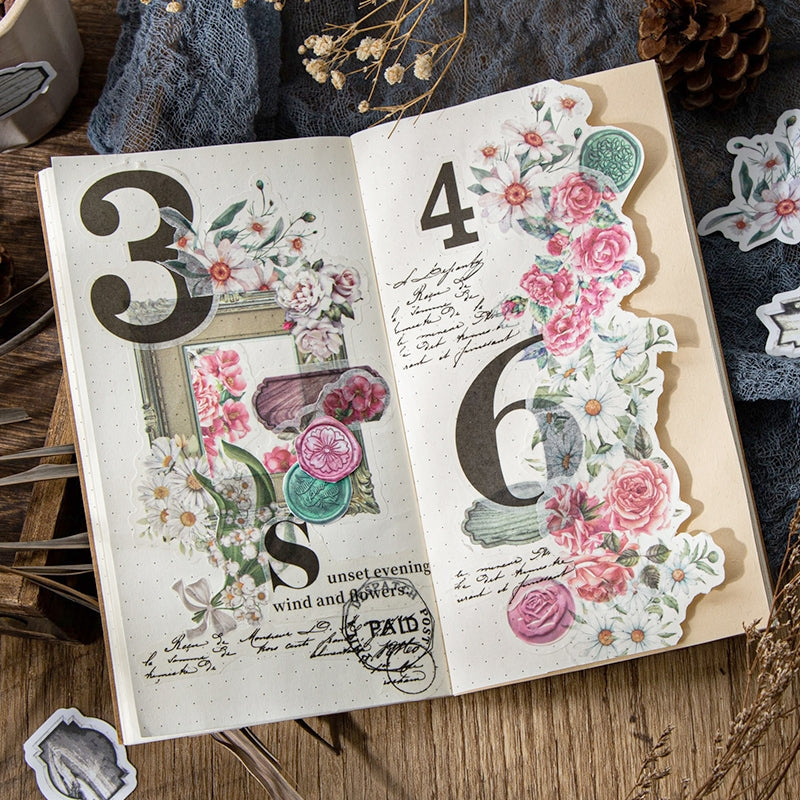 Flower Washi Stickers - Frame, Seal, Label