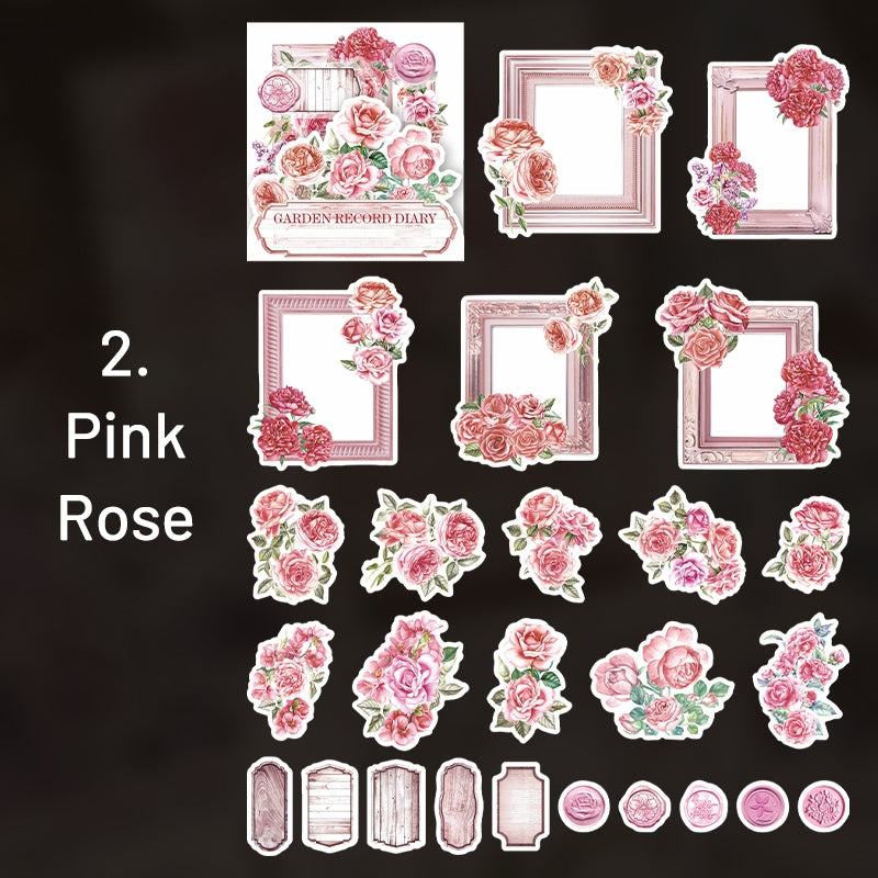 Flower Washi Stickers - Frame, Seal, Label