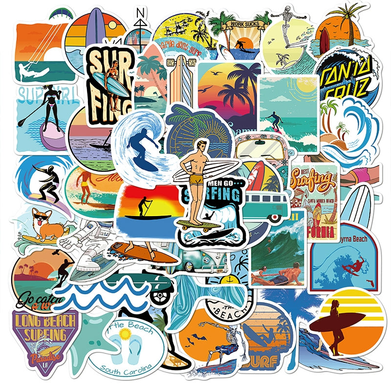 Summer Beach Surfing Sports Vinyl Stickers