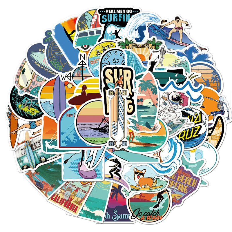 Summer Beach Surfing Sports Vinyl Stickers