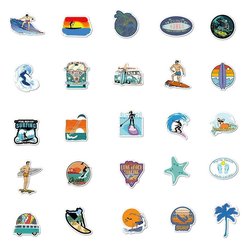 Summer Beach Surfing Sports Vinyl Stickers