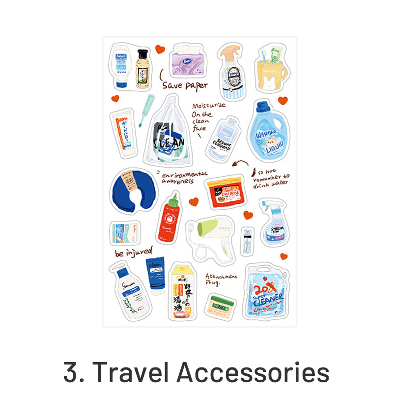 Travel Diary Luggage Food Washi Stickers