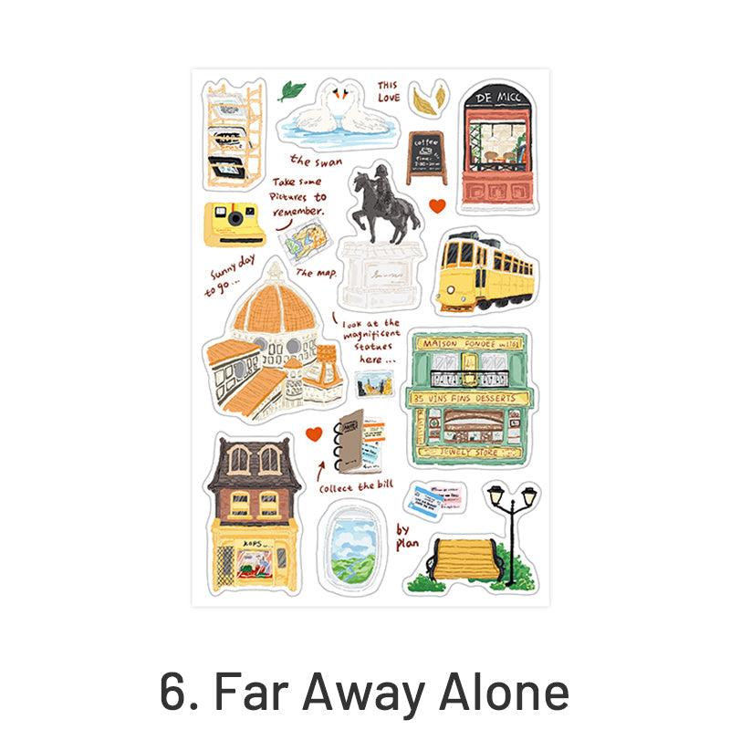 Travel Diary Luggage Food Washi Stickers
