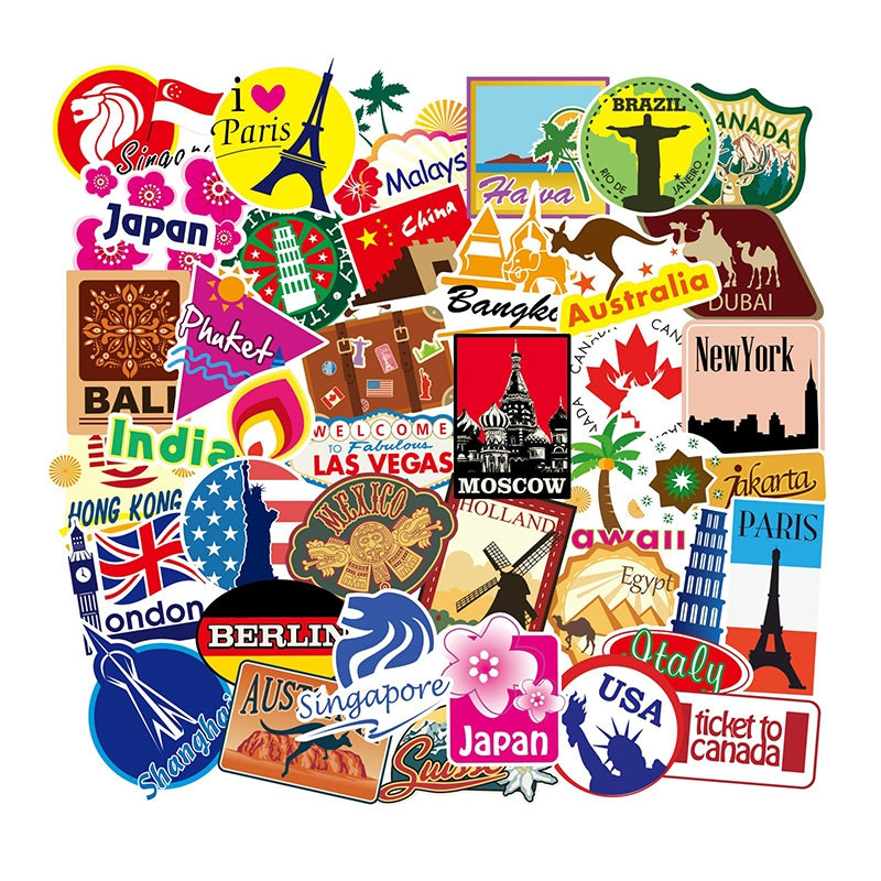 Travel Theme Architecture Label Vinyl Stickers