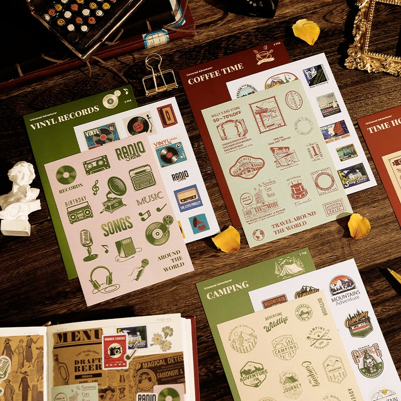 Universal Adventurers Vintage Stamp Stickers