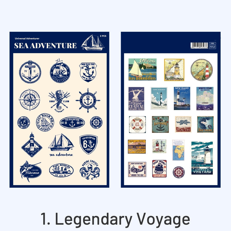 Universal Adventurers Vintage Stamp Stickers