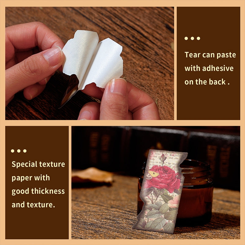 Vintage Burnt Edge Sticker - Antique, Music, Flower, Butterfly