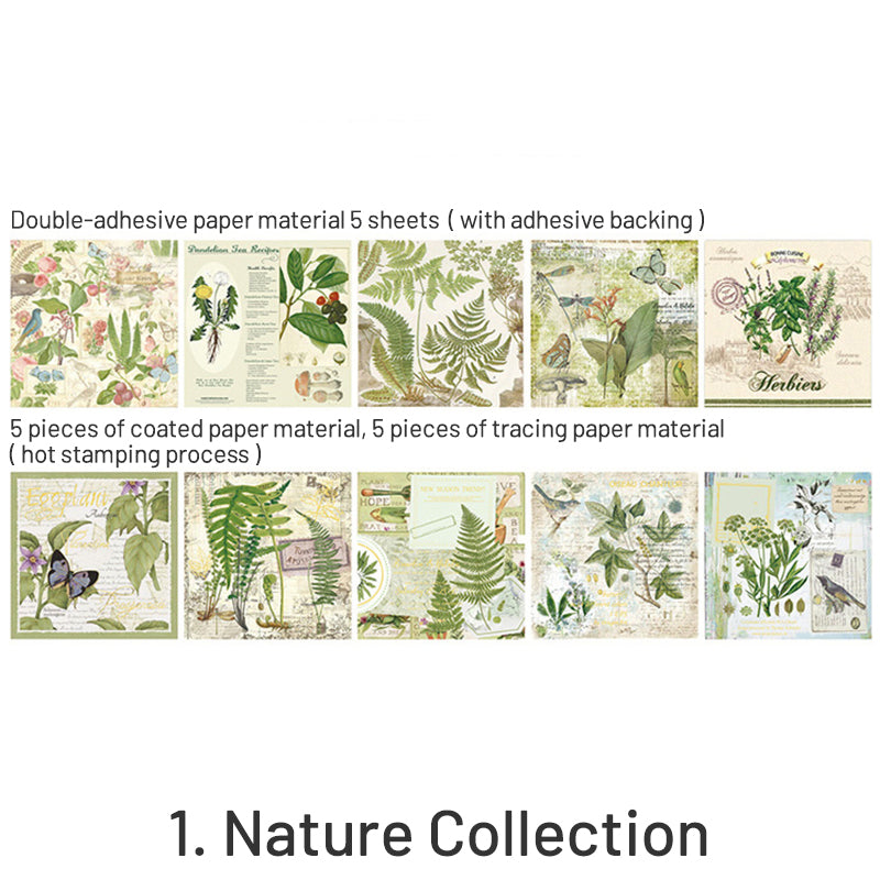 Vintage Hot Stamping Flower Botanical Illustrated Sticker Pack